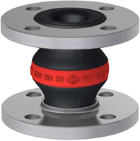 Elaflex Gummikompensatoren Rotring Typ ERV-R VSD mit Vakuum-Stützdrahtspirale DN50, L=130 mm Flansche DIN PN16 verzinkter Stahl