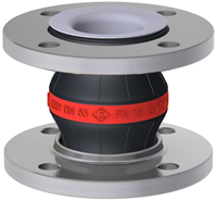 Elaflex EPDM expansion joint red band type ERV-R with PTFE lining DN65, L=130 mm flanges DIN PN16 galvanized steel