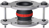 Elaflex Rubber expansion joint red band type ERV-R ZS with tie rods DN65, L=130 mm flanges DIN PN16 galvanized steel