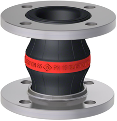 Rubber compensator Elaflex ERV-R roodring, flenzen RVS 316Ti DIN PN16, DN65 L=150 mm