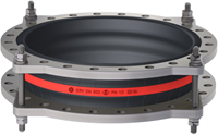 Elaflex Rubber expansion joint red band type ERV-R ZS with tie rods DN800, L=250 mm flanges DIN PN10 galvanized steel