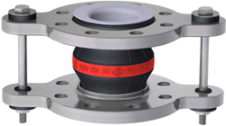 Elaflex Gummikompensatoren Rotring Typ ERV-R ZS mit Zugstangen und PTFE -Auskleidung DN80, L=130 mm Flansche DIN PN16 verzinkter Stahl