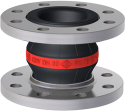 Elaflex EPDM expansion joint red band type ERV-R DN80, L=130 mm flanges DIN PN16 galvanized steel