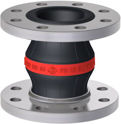 Elaflex Rubber expansion joint Red band type ERV-R DN80, L=160 mm flanges DIN PN16 RVS 316 Ti