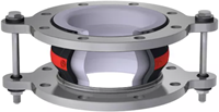 Elaflex Rubber expansion joint red band type ERV-R ZS with tie rods and PTFE lining DN250, L=130 mm flanges DIN PN16 galvanized steel-1