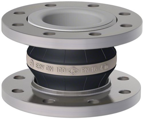 Elaflex Rubber expansion joint white band type ERV-W DN100, L=130 mm flanges DIN PN16 galvanized steel
