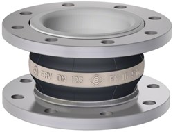 Elaflex Rubber expansion joint white band type ERV-W DN125, L=130 mm flanges DIN PN16 galvanized steel
