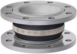 Elaflex Rubber expansion joint white band type ERV-W DN150, L=130 mm flanges DIN PN16 galvanized steel
