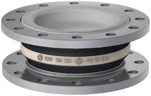 Elaflex Rubber compensator Witring type ERV-W DN200, L=130 mm flenzen DIN PN16 verzinkt staal