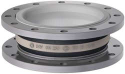 Elaflex Rubber expansion joint white band type ERV-W DN250, L=130 mm flanges DIN PN10 galvanized steel