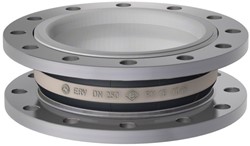 Elaflex Rubber expansion joint white band type ERV-W DN250, L=130 mm flanges DIN PN16 galvanized steel