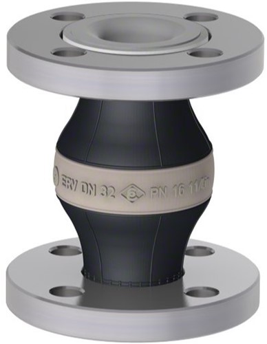 Elaflex Rubber expansion joint white band type ERV-W DN25, L=130 mm flanges DIN PN16 galvanized steel