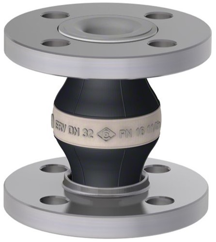 Elaflex Gummikompensatoren Weissring Typ ERV-W DN32, L=130 mm Flansche DIN PN16 Stahl verzinkt