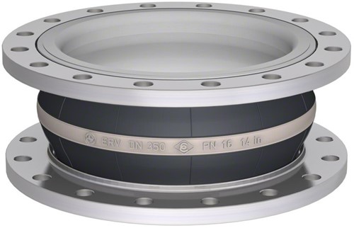Elaflex Rubber expansion joint white band type ERV-W DN350, L=200 mm flanges DIN PN16 galvanized steel