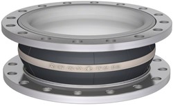 Elaflex Rubber expansion joint white band type ERV-W DN400, L=200 mm flanges DIN PN16 galvanized steel