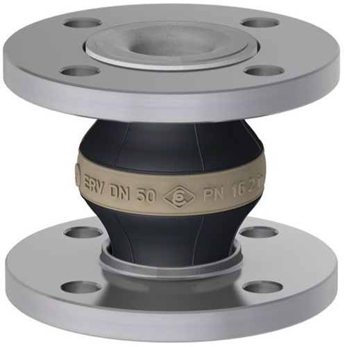 Elaflex Rubber expansion joint white band type ERV-W DN50, L=130 mm flanges DIN PN16 galvanized steel