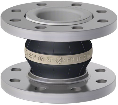 Elaflex Rubber compensator Witring type ERV-W DN80, L=130 mm flenzen DIN PN16 verzinkt staal
