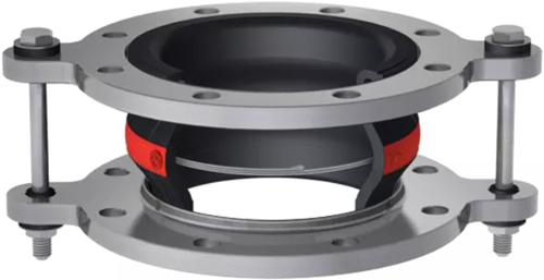 Elaflex Rubber expansion joint red band type ERV-R VSD with vacuum support spiral DN50, L=160 mm flanges DIN PN16 galvanized steel-1