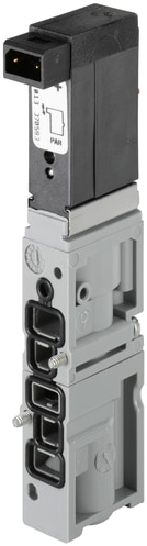 Burkert Type 6525, Art. 266999 Pneumatisch ventiel 5/2 - H/Z - normaal geopend - inlaatpoort 1 verbonden met uitlaatpoort 2, uitlaatpoort 4 verbonden met uitlaatpoort 5, uitlaatpoort 3 gesloten 