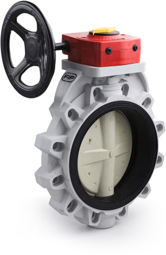 FIP Vlinderklep met klepblad PVDF Wormwielkast FPM - FKOF/RM