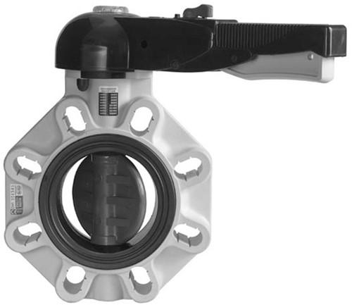 FIP FK vlinderklep ANSI 12 PVCU FPM GEAR BOX, FKOAVRM812F