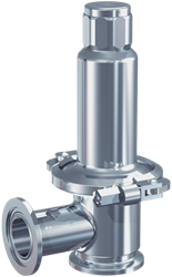 400 Safety valve made of stainless steel, angle-type with clamp connections and food connections Goetze
