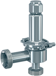 400.5 Overflow / pressure control valve made of stainless steel, angle-type with clamp connections and food connections Goetze