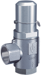 418 Overflow and pressure control valves made of stainless steel, angle-type, with threaded connection - external adjustment - Goetze
