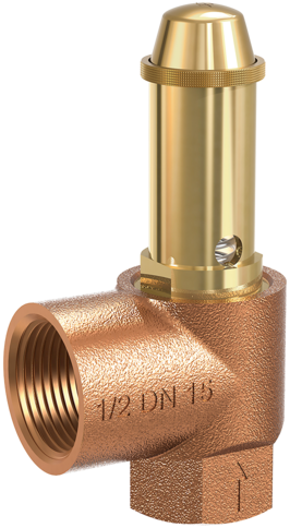 Veiligheidskleppen 651mHNK met membraan gemaakt van brons, volledig metalen constructie haaks type met schroefdraadverbindingen