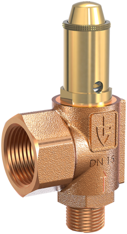 Balg-veerveiligheidsventiel 851bH van brons, haaks met schroefdraadverbindingen