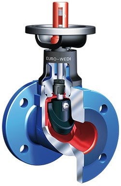 ARI-EURO-WEDI  Stop valve - straight through with flanges and soft seal - Face-to-face length FTF-14