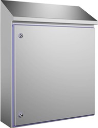 Rittal HD Wandschrank, Edelstahl 1.4301 (AISI 304), 610x650/769x210 mm BxH1/H2xT, blau eingefärbte Pressdichtung, Lebensmittel & Getränke (F&B) und Pharma, 1310600