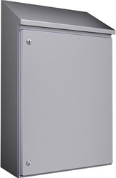Rittal HD Wandkast, roestvaststaal 1.4301 (AISI 304), 610x650/821x300 mm BxH1/H2xD, blauw gekleurde ingeperste afdichting, Food & beverage (F&B) en pharma, 1311600