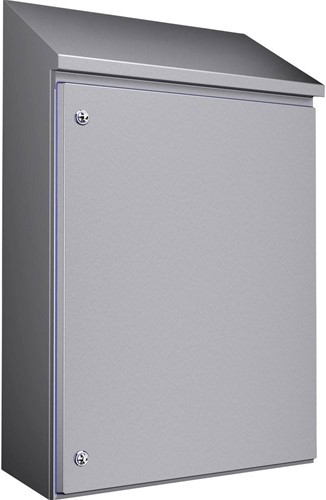 Rittal HD Wall cabinet, stainless steel 1.4301 (AISI 304), 610x650/821x300 mm WxH1/H2xD, blue colored pressed seal, Food & beverage (F&B) and pharma, 1311600