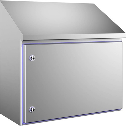 Rittal HD Wandschrank, Edelstahl 1.4301 (AISI 304), 610x430/301x300 mm BxH1/H2xT, blaue Pressdichtung, Lebensmittel & Getränke (F&B) und Pharma, 1320600