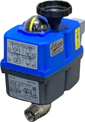 Ebora  2-delige RVS kogelkraan 1/2 BSPP, PN63, met aandrijving-J4CS20, roestvast staal/PTFE-FKM,24-230V AC/DC, looptijd 10sec. EBQB18-31123-J4SC20
