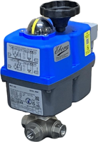 Ebora  3-way stainless steel ball valve L bore, 1/4 BSPP, PN63, with actuator J4CS20 stainless steel/PTFE-FKM, 24-230V , running time 10sec. EBQL18-31121-J4CS20