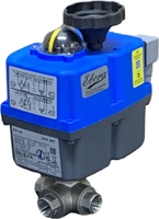 Ebora  3-weg RVS kogelkraan T boring, 3/8 BSPP, PN63, met aandrijving J4CS20 roestvast staal/PTFE-FKM, 24-230V , looptijd 10sec. EBQT18-31122-J4CS20