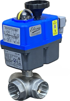 Ebora  3-Wege-Edelstahl-Kugelhahn T-Bohrung, 11/4 BSPP, PN63, mit Antrieb J4CS35 Edelstahl/PTFE-FKM, 24-230V , Laufzeit 10sec. EBQT18-31126-J4CS35