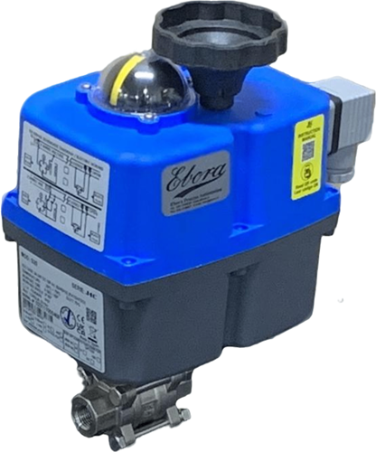 Ebora  3-piece stainless steel ball valve 1/4 BSPP, PN63, with actuator-J4CS20, stainless steel/PTFE-FKM, 24-230V ac/dc, running time 10sec. EBQC1821-J4CS20