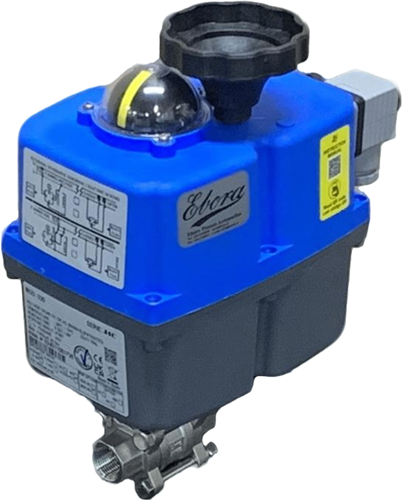 Ebora  3-delige RVS kogelkraan 3/8 BSPP, PN63, met aandrijving-J4CS20, roestvast staal/PTFE-FKM, 24-230V ac/dc, looptijd 10sec. EBQC1822-J4CS20