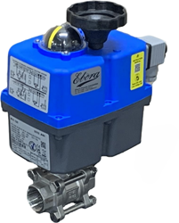 Ebora  3-piece stainless steel ball valve 3/4 BSPP, PN63, with actuator-J4CS20, stainless steel/PTFE-FKM, 24-230V ac/dc, running time 10sec. EBQC1824-J4CS20
