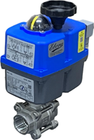 Ebora  3-piece stainless steel ball valve 1" BSPP, PN63, with actuator-J4CS20, stainless steel/PTFE-FKM, 24-230V ac/dc, running time 10sec. EBQC1825-J4CS20