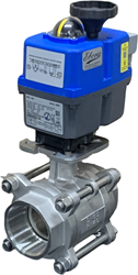 Ebora  3-piece stainless steel ball valve 21/2" BSPP, PN40, with actuator-J4CS55, stainless steel/PTFE-FKM, 24-230V ac/dc, running time 14sec. EBQC1829-J4CS55