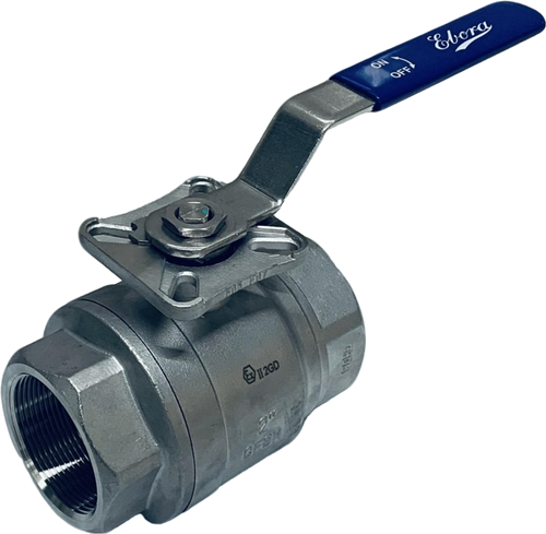 Ebora  2-teilige Edelstahl Kugelhahn 2 BSPP, PN63 mit Aufbauflansch ISO5211 F05/F07, Quadrat 11 mm, mit Handhebel QB18-31128