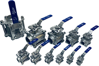 Ebora  3-delige RVS kogelkraan DN20 BW, PN63 met opbouwflens ISO5211 F03/F04, vierkant 9 mm, met hendel QC18-31163-2