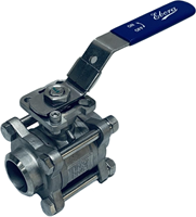 3-piece stainless steel ball valve DN32 BW welding ends, PN63 with mounting flange ISO5211 F04/F05, square 11 mm, with lever, QC18-31165