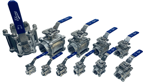 Ebora  3-delige RVS kogelkraan 1/4 BSPP, PN63 met opbouwflens ISO5211 F03/F04, vierkant 9 mm, met hendel QC18-31121-3