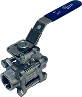 Ebora  3-delige RVS kogelkraan 3/4 BSPP, PN63 met opbouwflens ISO5211 F03/F04, vierkant 9 mm, met hendel QC18-31124