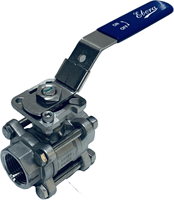 Ebora  3-delige RVS kogelkraan 1 BSPP, PN63 met opbouwflens ISO5211 F04/F05, vierkant 11 mm, met hendel QC18-31125